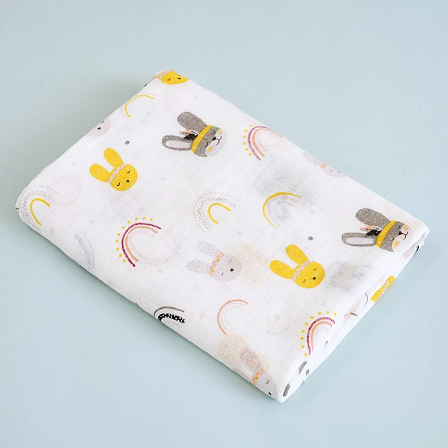 Multi-Use Baby Swaddle Blanket – 2-Layer Cotton Muslin for Bath, Stroller & Sleep