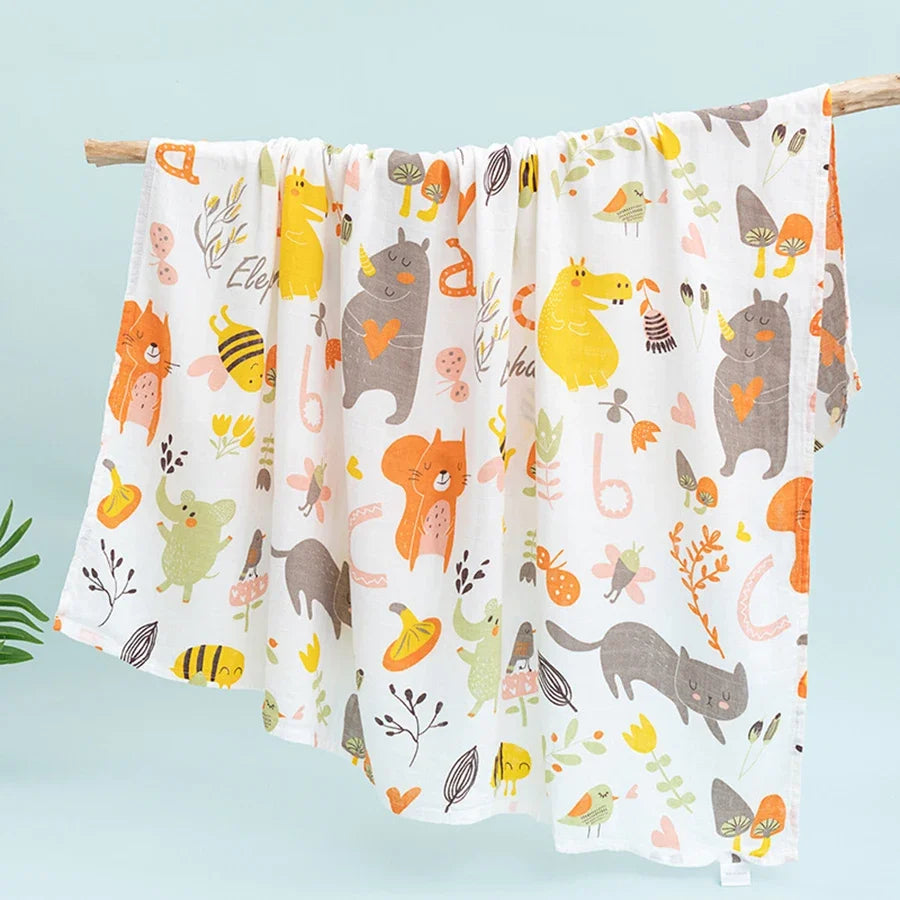Multi-Use Baby Swaddle Blanket – 2-Layer Cotton Muslin for Bath, Stroller & Sleep