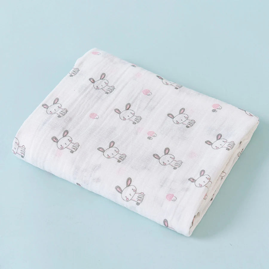 Multi-Use Baby Swaddle Blanket – 2-Layer Cotton Muslin for Bath, Stroller & Sleep