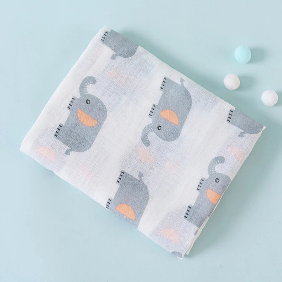 Multi-Use Baby Swaddle Blanket – 2-Layer Cotton Muslin for Bath, Stroller & Sleep
