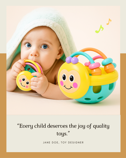 Soft Silicone Baby Rattle & Teether | Sensory & Early Learning Toy